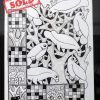 Sold - Pigeons black and white 50×40