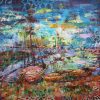 The Lake 2 Size 115×120 Materials Used Mixed media on traditional tent fabric