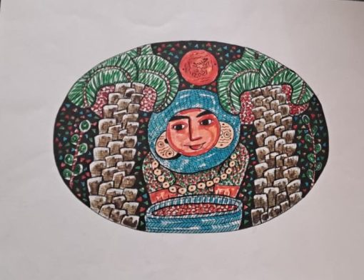 The Woman and the Palm Materials used: Special Colors Size: 50×60