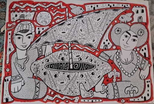 The boat and the seashells Materials used: Special Colors Size: 50×70
