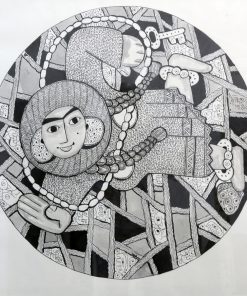 The game of hopscotch Materials used: Black and white Size: 75×76