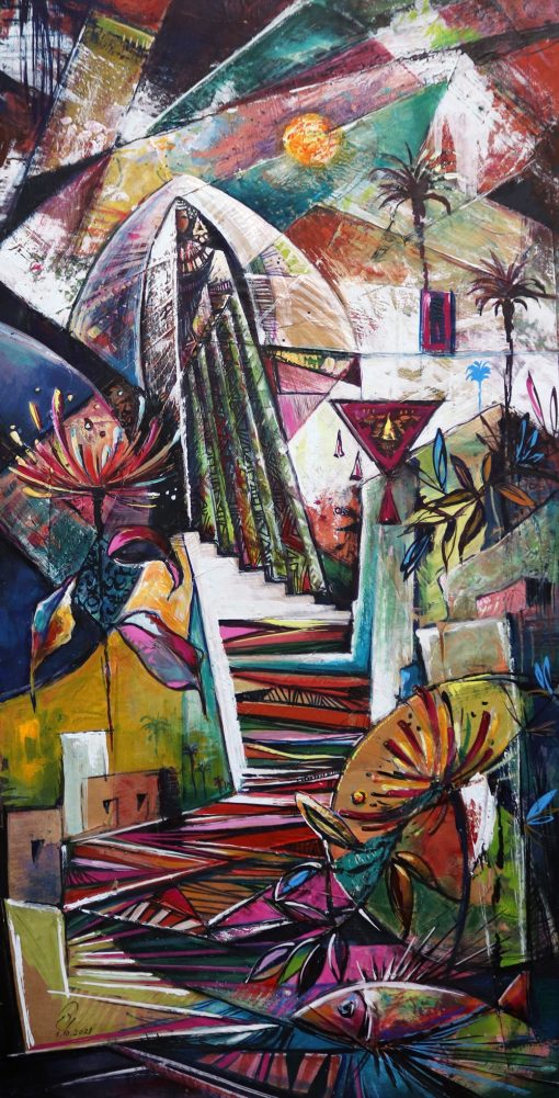 Egyptian Farmwoman Dimensions: 80×42 Materials used: Acrylic on wood