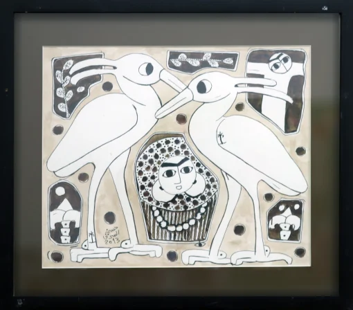 Cattle Egret - Dimensions 63×54 Materials used: Special paints