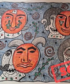 Sold - Artwork Name: Masks Materials Used: Special Colors Dimensions: 60×75